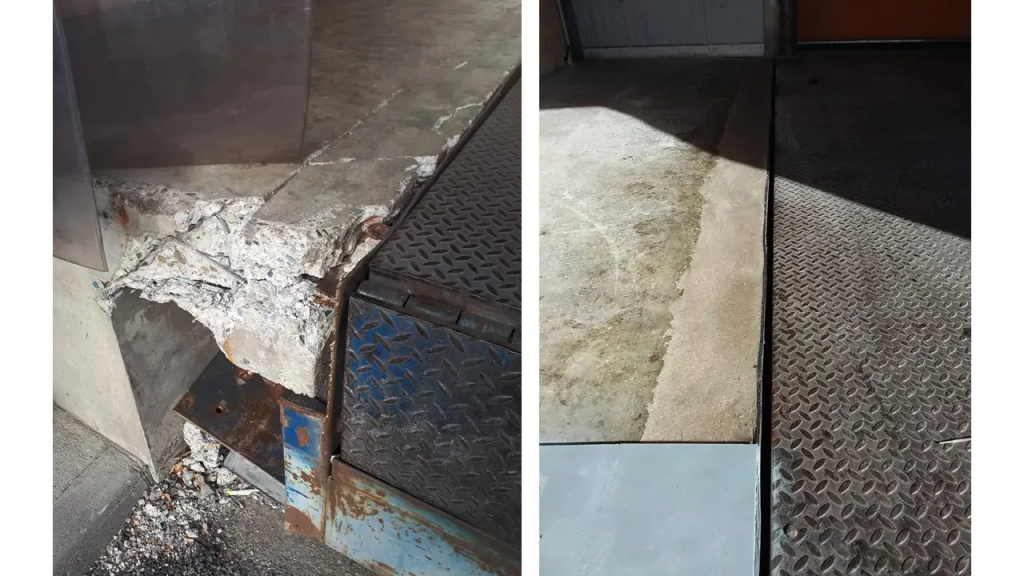 Reprise du quai béton pour renforcer les fixations niveleur et butoirs à Toulouse